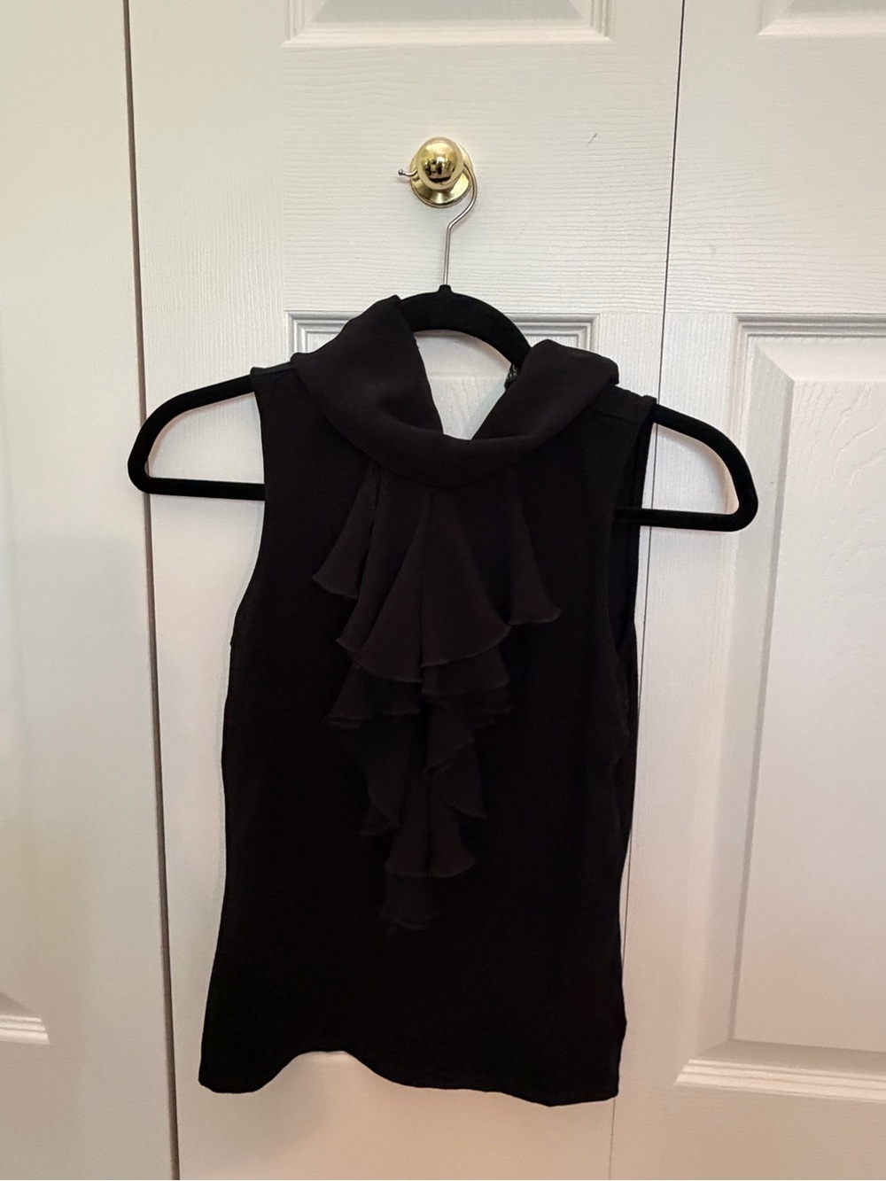 Ralph Lauren Black Ruffle Neck Sleeveless Camisole